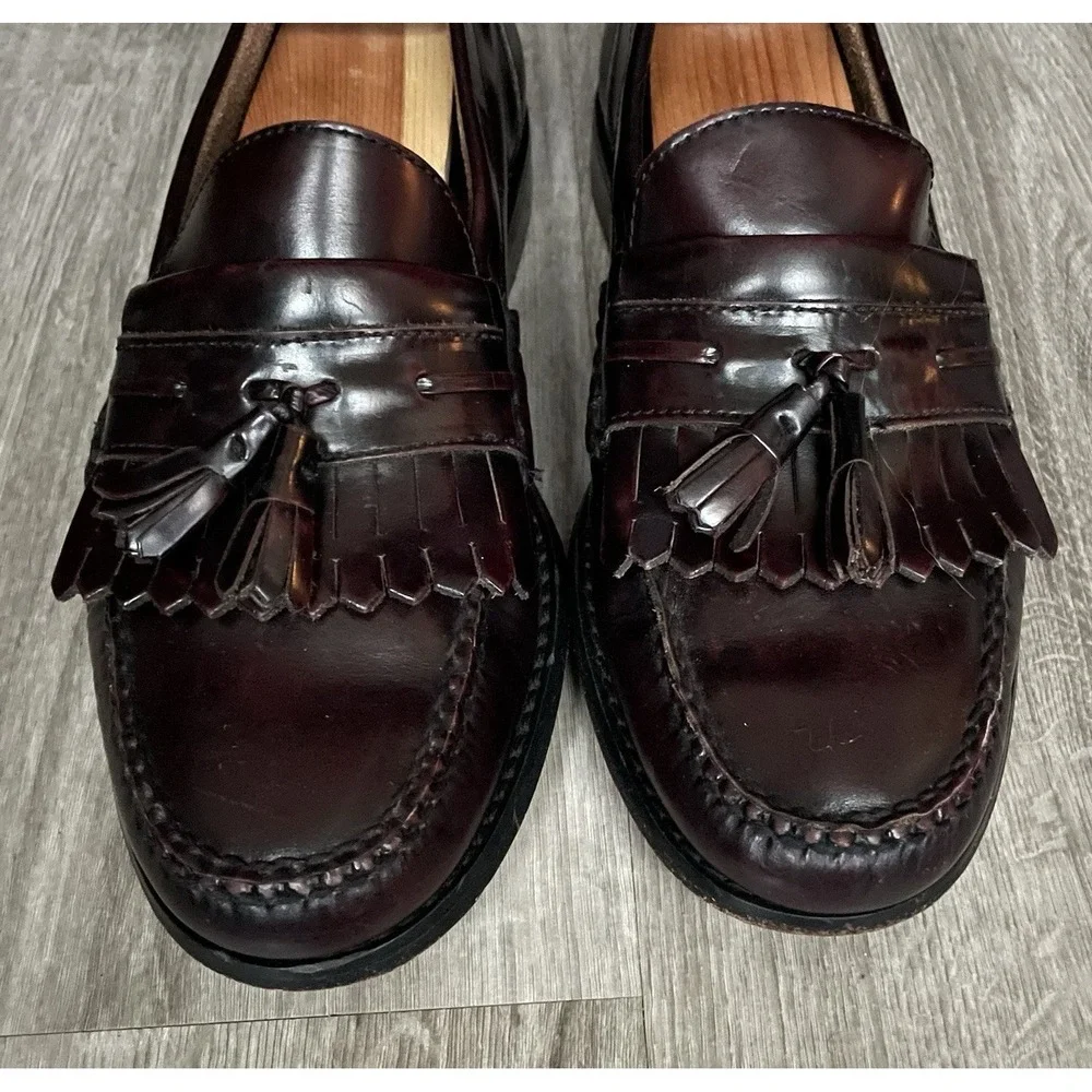 Bass Men's Size 10 M Loafer Maroon Leather Dress‎ Shoes